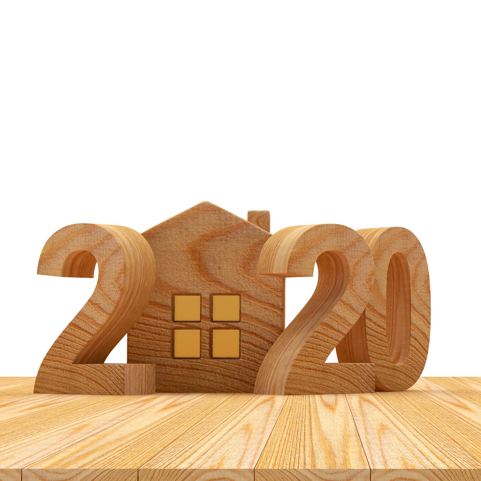 2020 Wood Team. 3d number illustration.